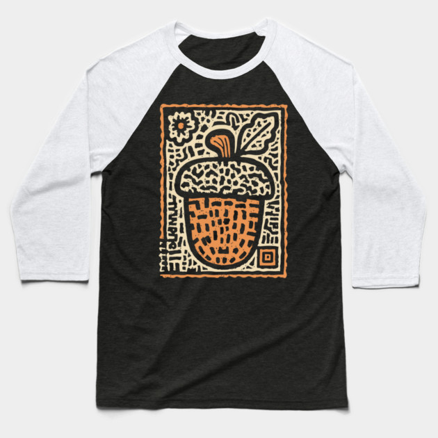 Tribal Psychedelic Acorn Baseball T-Shirt by TuncGK