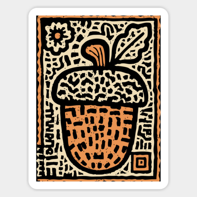 Tribal Psychedelic Acorn Magnet by TuncGK