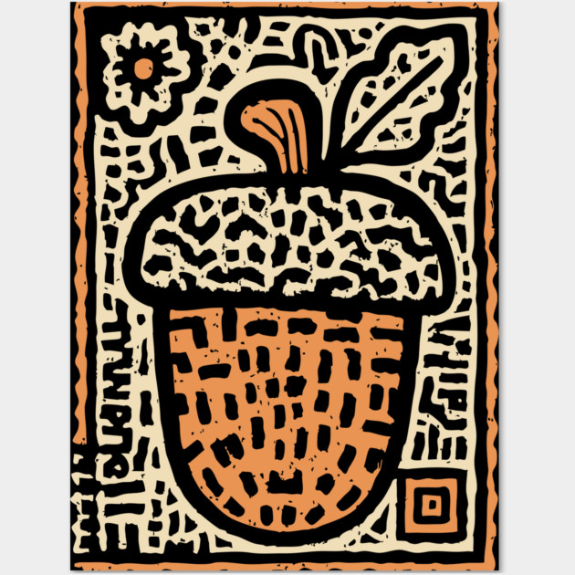 Tribal Psychedelic Acorn Wall Art by TuncGK
