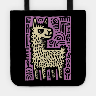 Psychedelic Alpaca Folk Art Tote