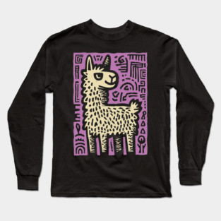 Psychedelic Alpaca Folk Art Long Sleeve T-Shirt