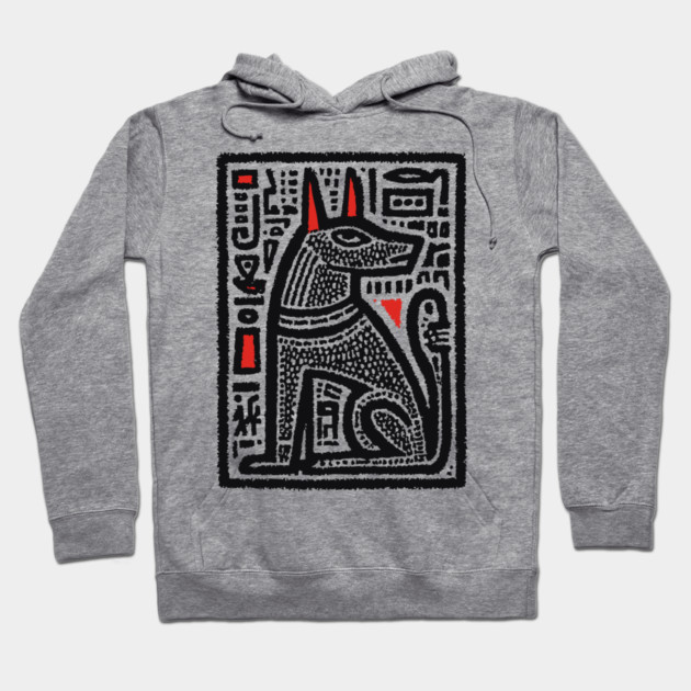 Anubis Psychedelic Woodcut Hoodie by TuncGK