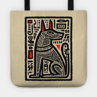 Anubis Psychedelic Woodcut Tote
