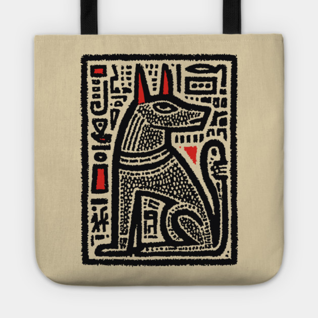 Anubis Psychedelic Woodcut Tote by TuncGK