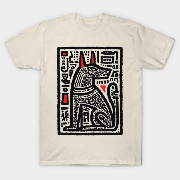 Anubis Psychedelic Woodcut T-Shirt by TuncGK