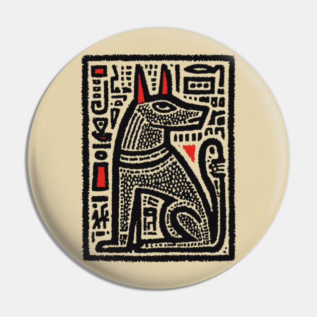 Anubis Psychedelic Woodcut Pin by TuncGK