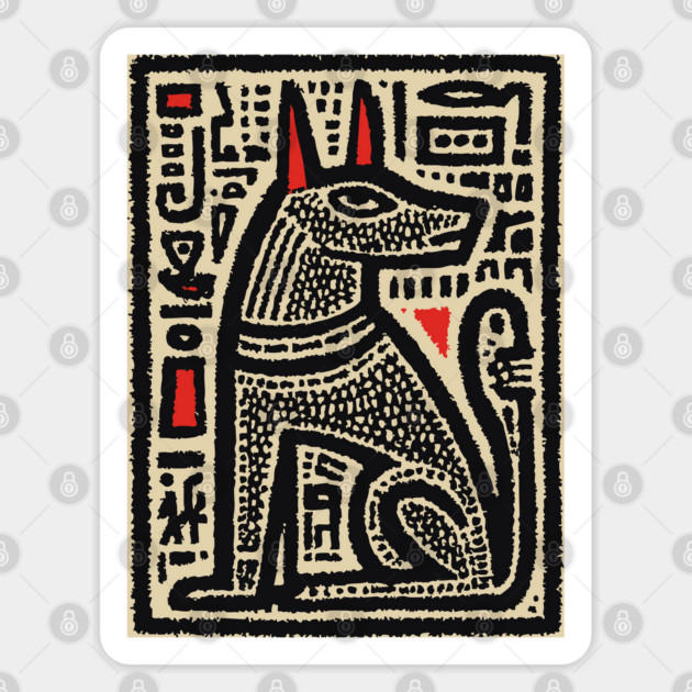 Anubis Psychedelic Woodcut Sticker by TuncGK