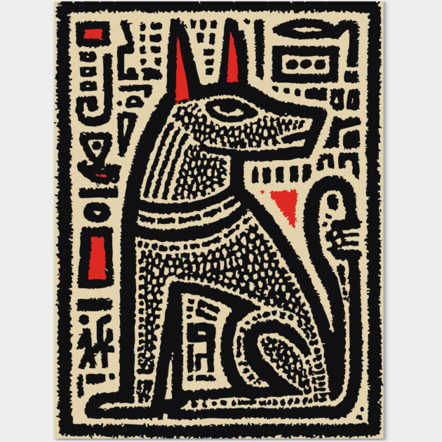 Anubis Psychedelic Woodcut Wall Art by TuncGK
