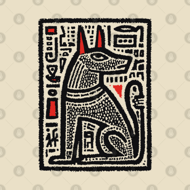Anubis Psychedelic Woodcut by TuncGK
