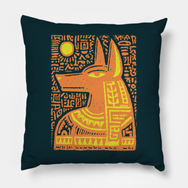 Psychedelic Sun God Anubis Pillow by TuncGK