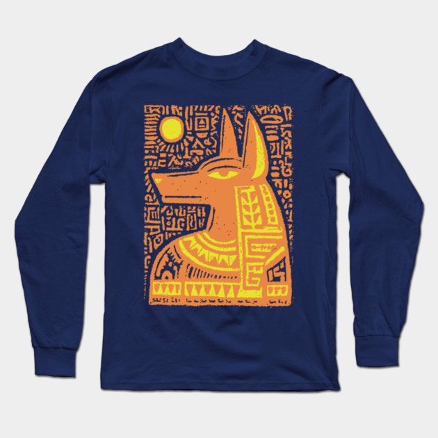 Psychedelic Sun God Anubis Long Sleeve T-Shirt by TuncGK