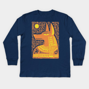 Psychedelic Sun God Anubis Kids Long Sleeve T-Shirt