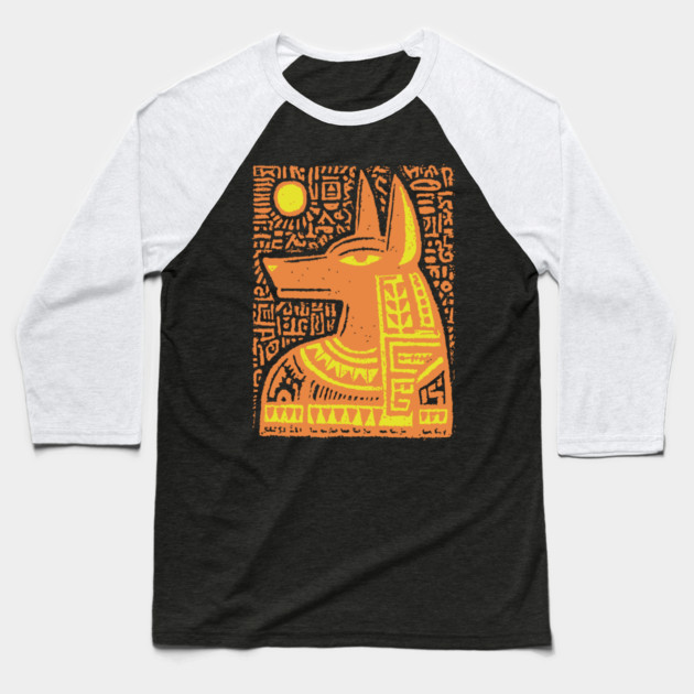 Psychedelic Sun God Anubis Baseball T-Shirt by TuncGK