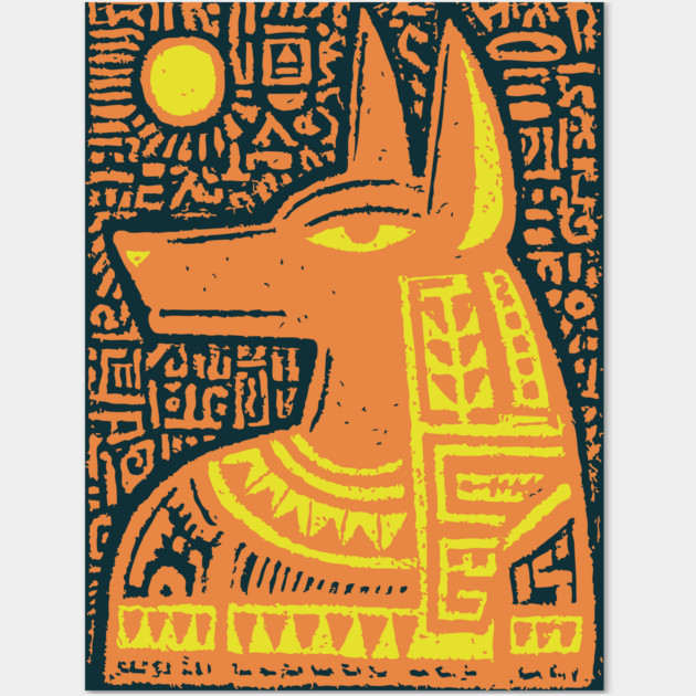 Psychedelic Sun God Anubis Wall Art by TuncGK