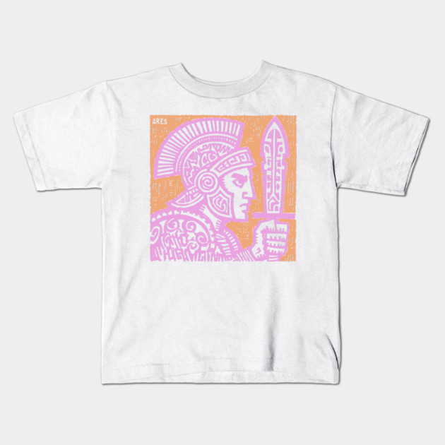 Psychedelic Ares Warrior God Kids T-Shirt by TuncGK