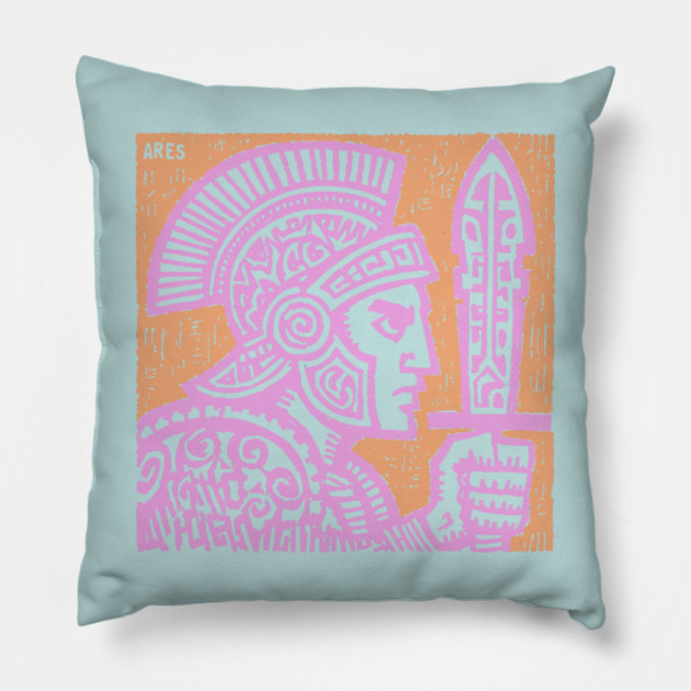 Psychedelic Ares Warrior God Pillow by TuncGK