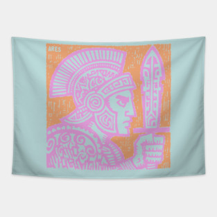 Psychedelic Ares Warrior God Tapestry