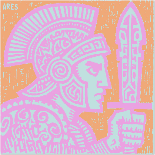 Psychedelic Ares Warrior God Wall Art by TuncGK
