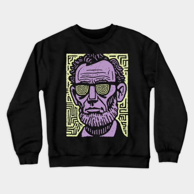 Trippy Psychedelic Lincoln Crewneck Sweatshirt by TuncGK