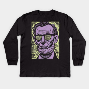 Trippy Psychedelic Lincoln Kids Long Sleeve T-Shirt