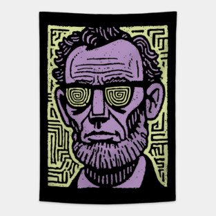 Trippy Psychedelic Lincoln Tapestry