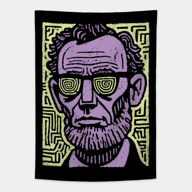Trippy Psychedelic Lincoln Tapestry by TuncGK