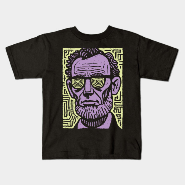Trippy Psychedelic Lincoln Kids T-Shirt by TuncGK