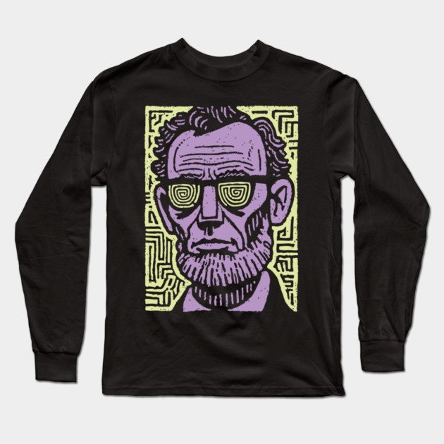 Trippy Psychedelic Lincoln Long Sleeve T-Shirt by TuncGK