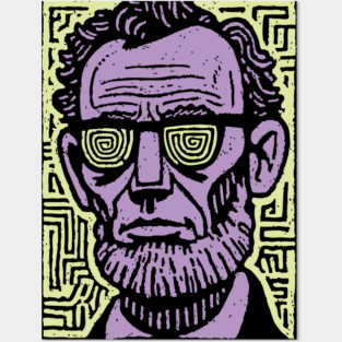 Trippy Psychedelic Lincoln Posters and Art