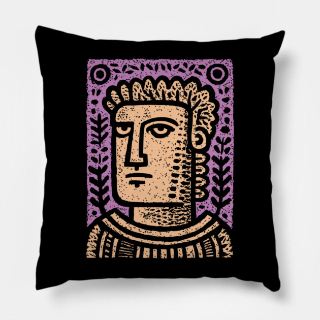 Psychedelic Caesar Roman Empire Pillow by TuncGK
