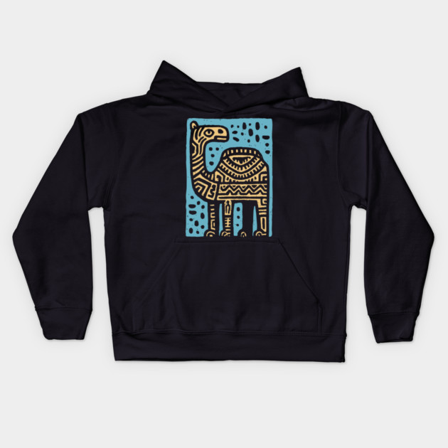 Psychedelic Tribal Camel Kids Hoodie by TuncGK