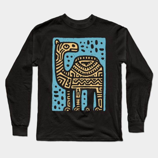 Psychedelic Tribal Camel Long Sleeve T-Shirt by TuncGK
