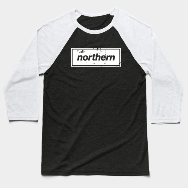 Northern - England Oasis Distressed Style Statement White Baseball T-Shirt by Butter Creative