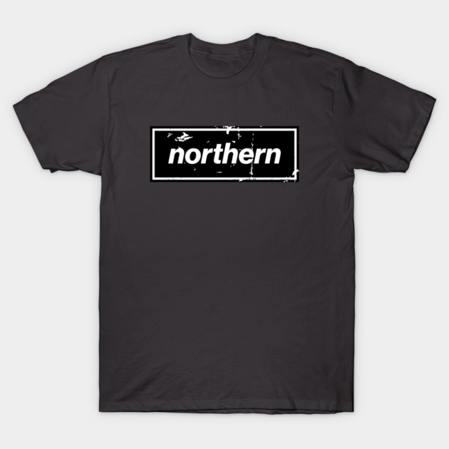 Northern - England Oasis Distressed Style Statement Black T-Shirt by Butter Creative