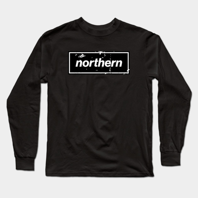 Northern - England Oasis Distressed Style Statement Black Long Sleeve T-Shirt by Butter Creative