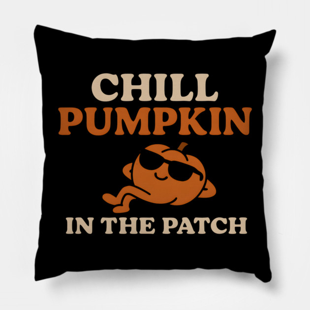 Chill Pumpkin in the Patch Funny Halloween Graphic Pillow by MakerMind8.2