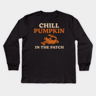 Chill Pumpkin in the Patch Funny Halloween Graphic Kids Long Sleeve T-Shirt