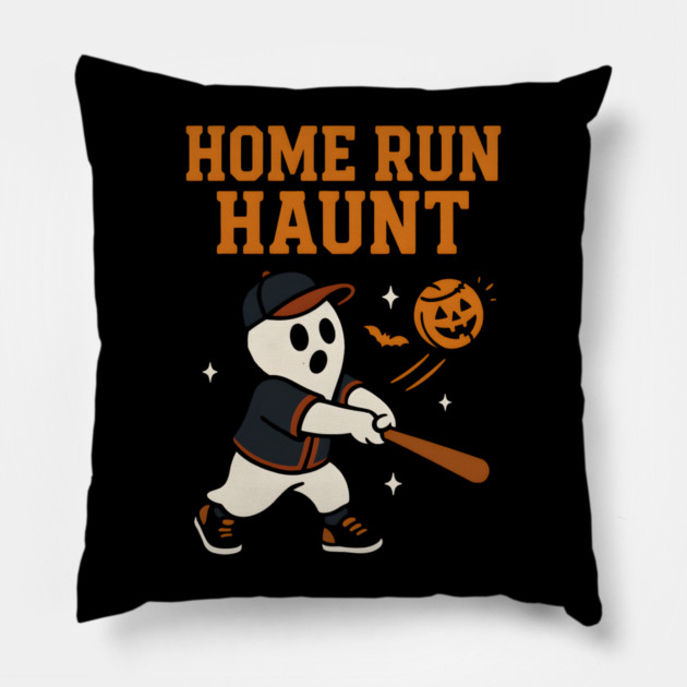 Home Run Haunt Baseball Ghost Halloween Graphic Pillow by MakerMind8.2