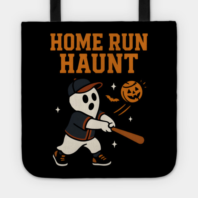 Home Run Haunt Baseball Ghost Halloween Graphic Tote by MakerMind8.2