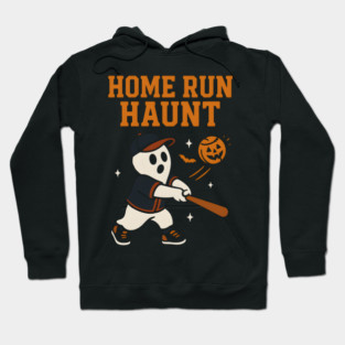 Home Run Haunt Baseball Ghost Halloween Graphic Hoodie