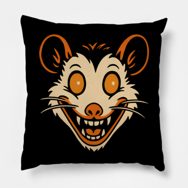 Retro Possum Face Vintage Halloween Artwork Pillow by MakerMind8.2