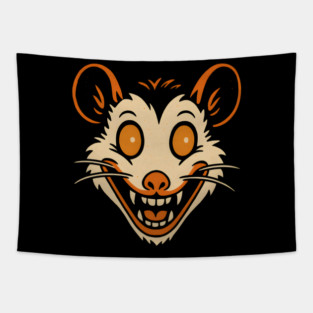 Retro Possum Face Vintage Halloween Artwork Tapestry