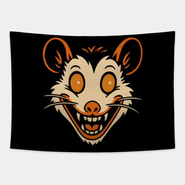 Retro Possum Face Vintage Halloween Artwork Tapestry by MakerMind8.2