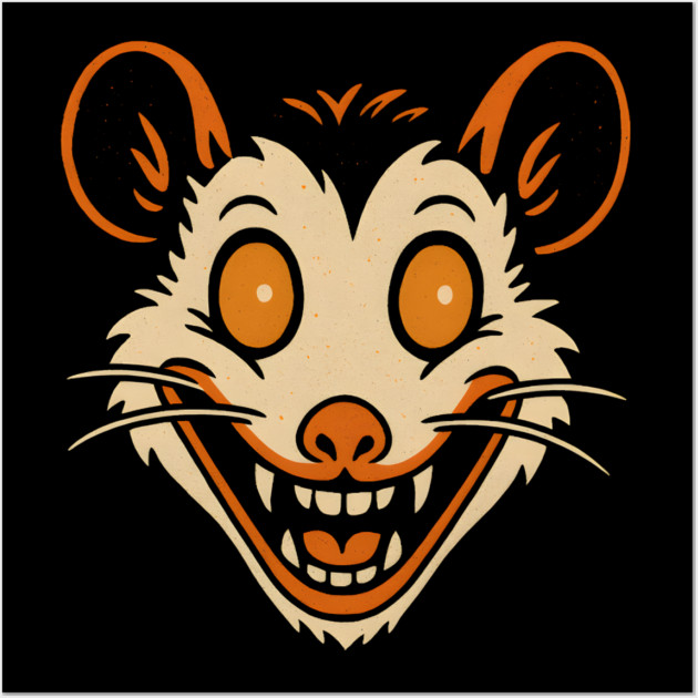 Retro Possum Face Vintage Halloween Artwork Wall Art by MakerMind8.2