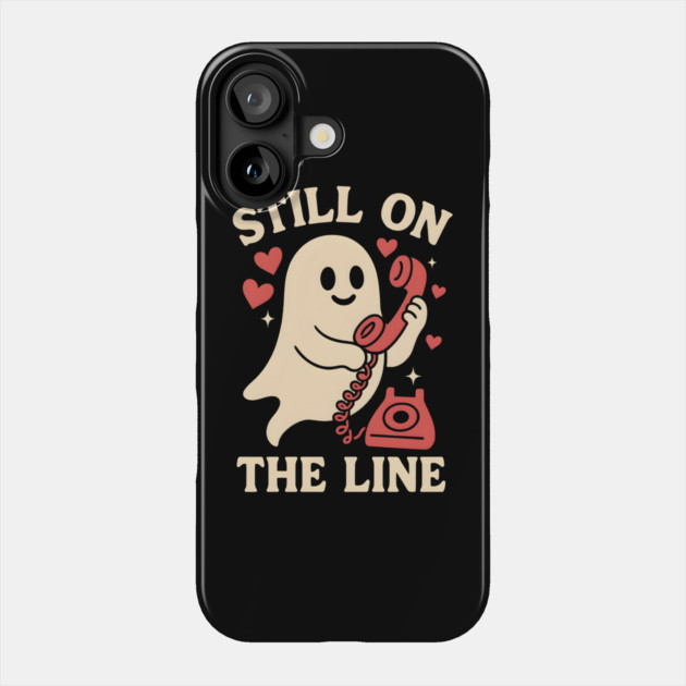 Still On The Line Ghost Retro Phone Halloween Graphic Phone Case by MakerMind8.2