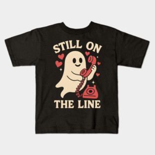 Still On The Line Ghost Retro Phone Halloween Graphic Kids T-Shirt