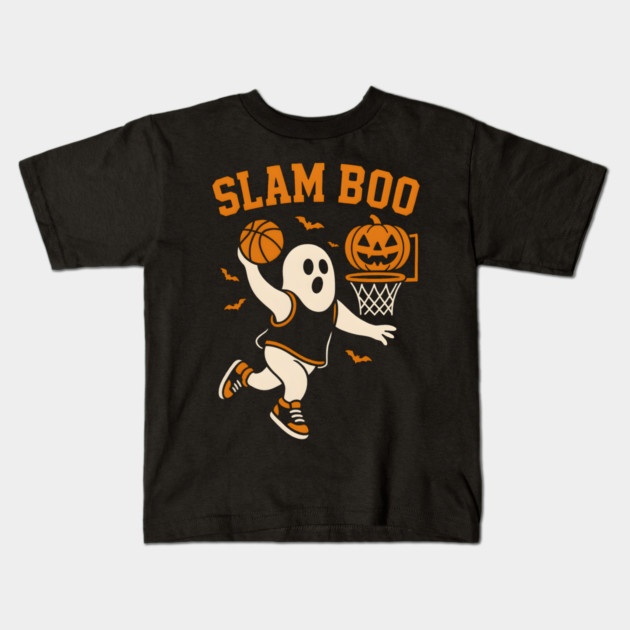 Slam Boo Basketball Ghost Halloween Graphic Kids T-Shirt by MakerMind8.2