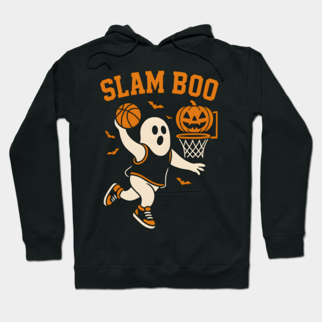 Slam Boo Basketball Ghost Halloween Graphic Hoodie by MakerMind8.2