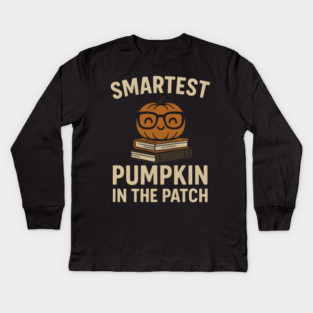 Smartest Pumpkin in the Patch Halloween School Graphic Kids Long Sleeve T-Shirt