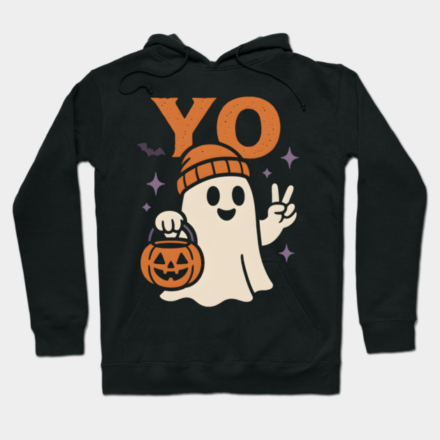 Yo Ghost Halloween Pumpkin Artwork Hoodie by MakerMind8.2